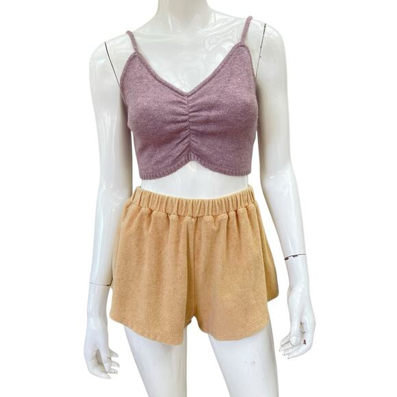 Zulu & Zephyr Tan Terrycloth High Waist 70’s Style Booty Shorts XXS-S - Picture 4 of 9
